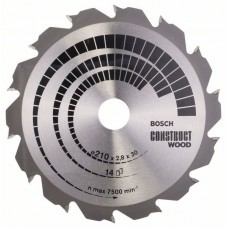 BOSCH ConstructWood pjovimo diskas 210x2,8 mm T14